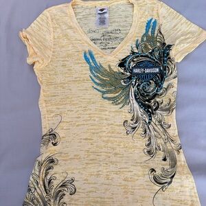 Women’s pretty yellow Harley shirt
